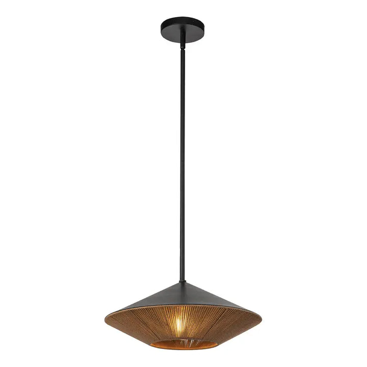 Elstead Lighting Suspension Daphne · Noir mat · Natural · Ø 38.1 cm ALM-DAPHNE-P-L-MB