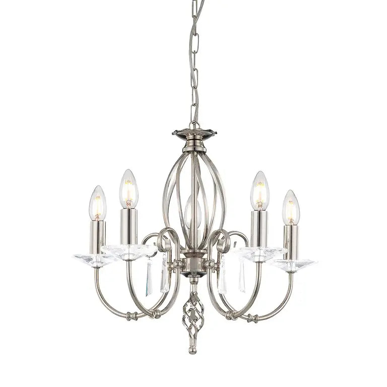 Elstead Lighting Lustre Aegean 5 lumières · Nickel poli AG5-POL-NICKEL – Lustres