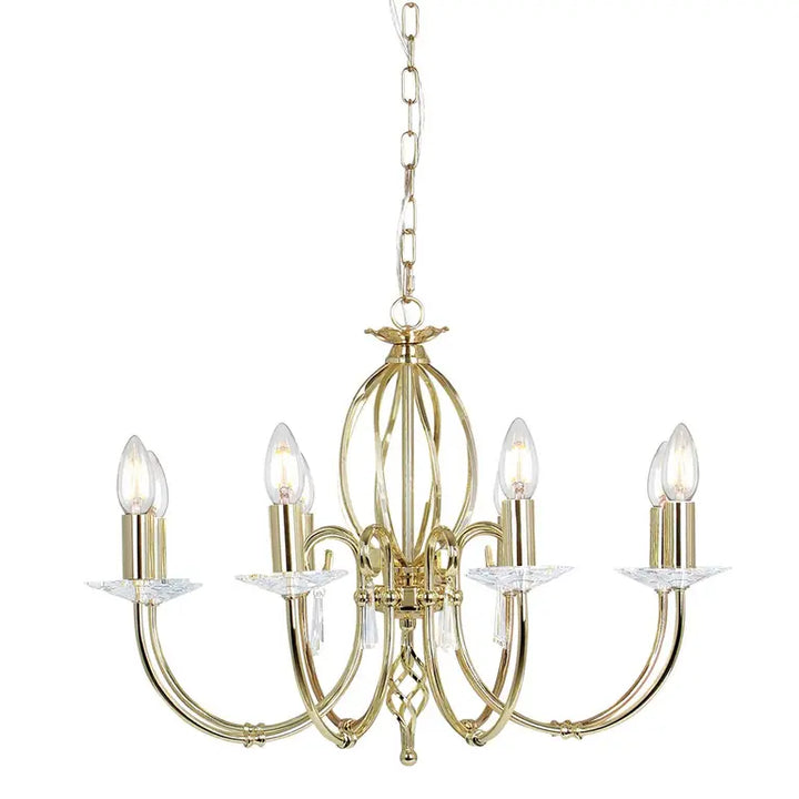 Elstead Lighting Lustre Aegean 8 lumières · Laiton poli AG8-POL-BRASS