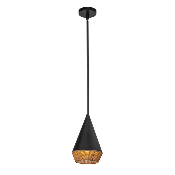 Elstead Lighting Suspension Daphne · Noir mat · Natural · Ø 18.1 cm ALM-DAPHNE-P-S-MB