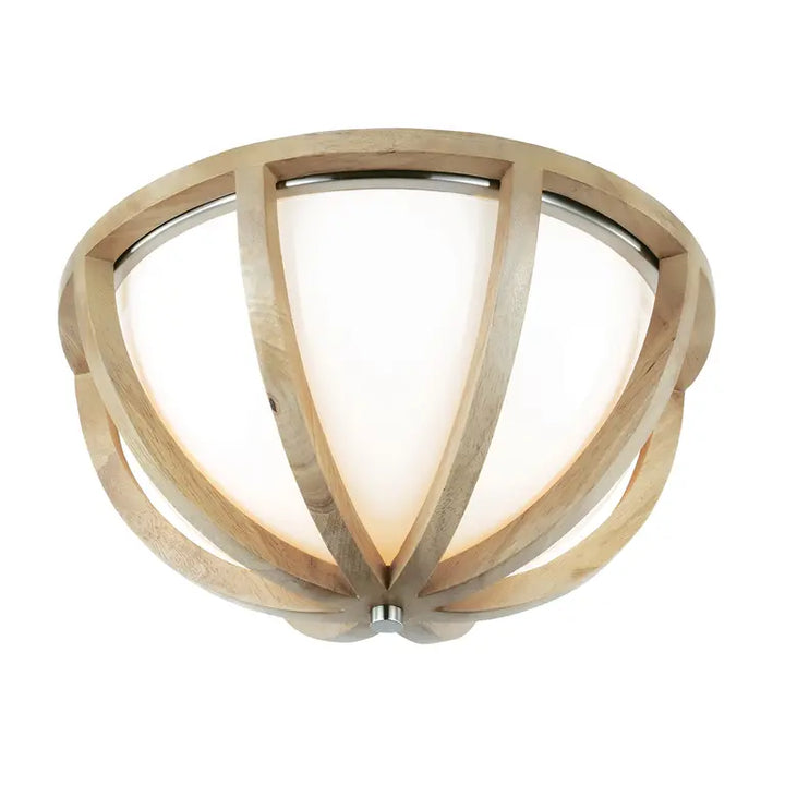 Elstead Lighting Plafonnier Allier 2 lumières · Bois clair · Acier brossé FE-ALLIER-F-LW