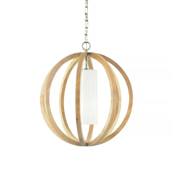 Elstead Lighting Suspension Allier · Bois clair · Acier brossé · Ø 52.1 cm FE-ALLIER-P-S-LW