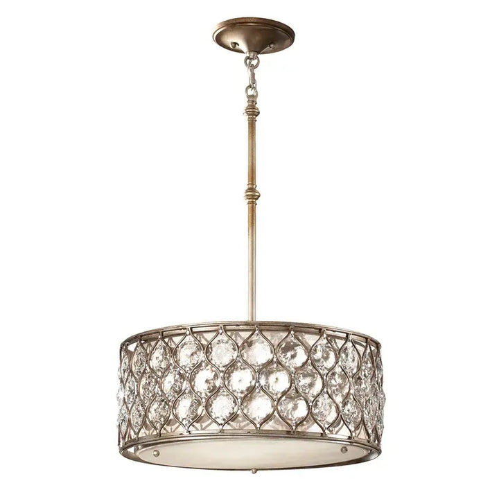 Elstead Lighting Suspension Lucia 3 lumières · Argent bruni · Ø 46 cm FE-LUCIA-B