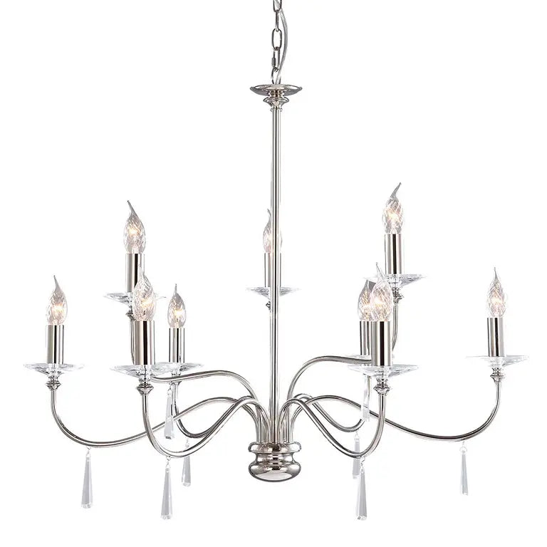 Elstead Lighting Lustre Finsbury Park 9 lumières FP9-POL-NICKEL – Lustres