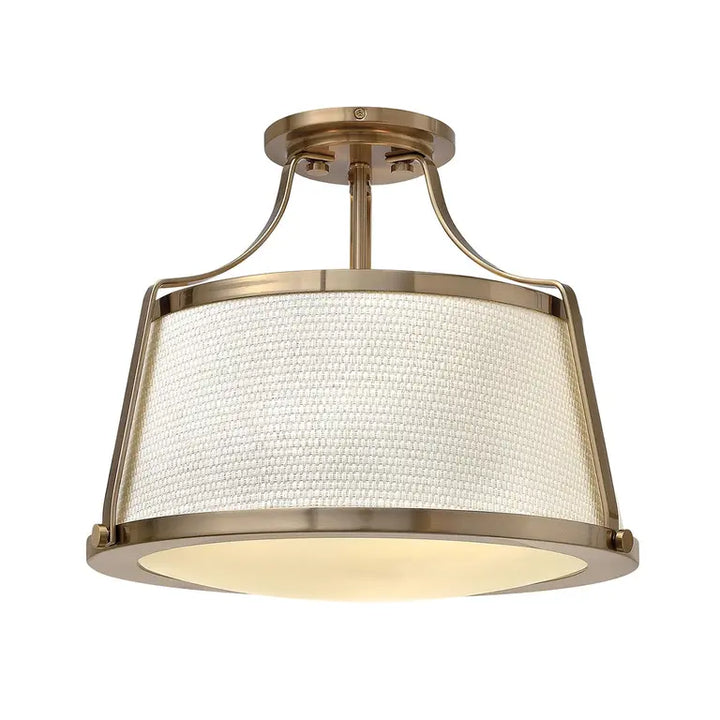 Hinkley · Elstead Plafonnier Charlotte 3 lumières · Brossé · Lin abat-jour HK-CHARLOTTE-SF-BC