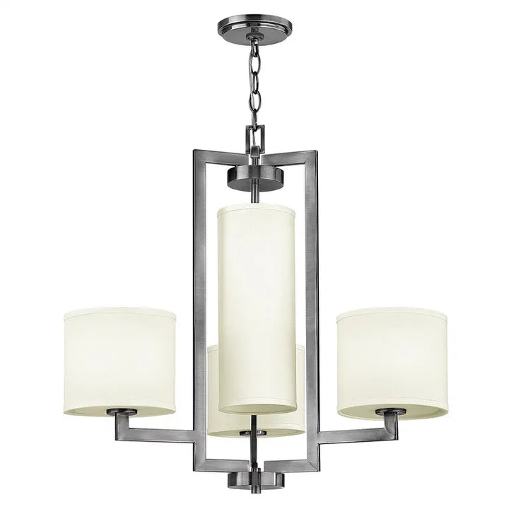 Hinkley · Elstead Lustre Hampton 4 lumières · Nickel vieilli · Ivoire abat-jour HK-HAMPTON4