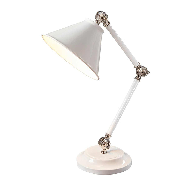 Elstead Lighting Lampe à poser Provence Element · Blanc · Nickel poli PV-ELEMENT-WPN